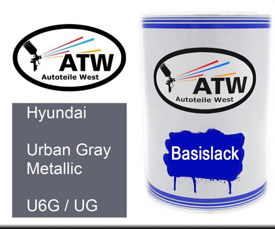 Hyundai, Urban Gray Metallic, U6G / UG: 500ml Lackdose, von ATW Autoteile West.